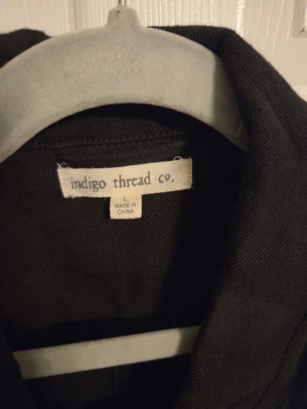 Indigo Black Utility Jacket with Beaded Red & White Accents